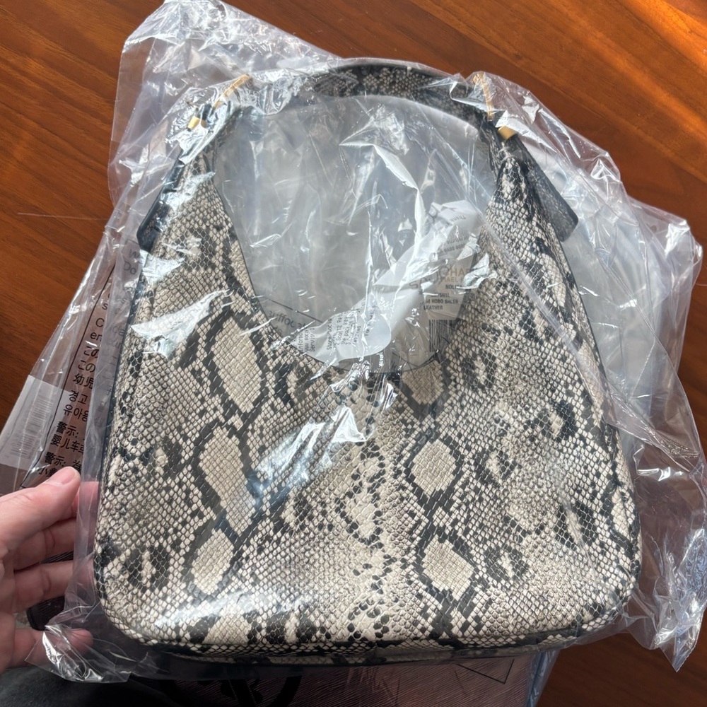 MICHAEL KORS Nolita Hobo Leather Shoulder Bag, leather textured python print - Picture 4 of 8